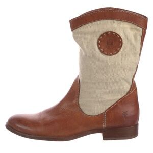 Frye Tan and Cream Ankle Booties